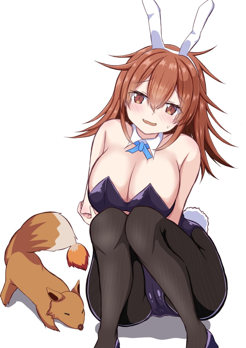 bunnysuit duel_monster female fox hiita_the_fire_charmer large_ass large_breasts red_eyes tagme_(artist) tight_clothing vagina_visible_through_clothing yu-gi-oh!