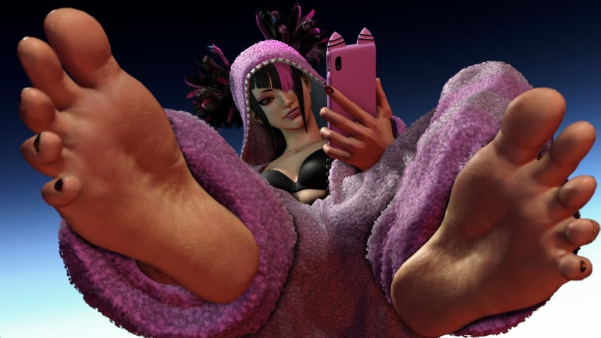 1girls 3d big_feet feet female_only foot_fetish foot_focus juri_han juri_han_feet pajamas screenshot street_fighter street_fighter_6 tagme