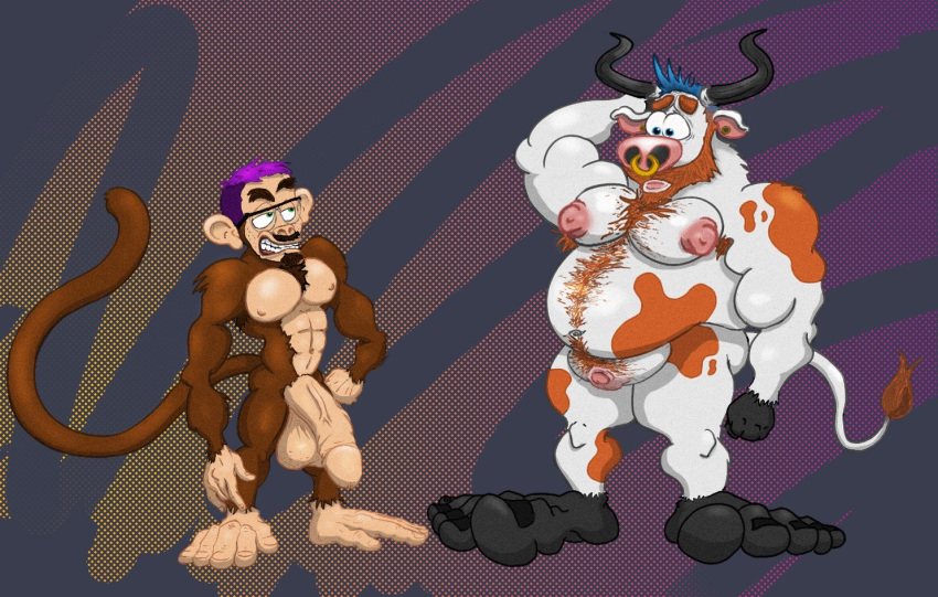 1990s anthro ape big_penis bovid bovine cattle comparing duo erect_nipples european_mythology genitals greek_mythology haplorhine huge_cock humiliation luxley male male/male mammal micropenis minotaur monkey musclegut muscular mythology nerd nipples penis penis_humiliation primate size_difference small_dom_big_sub small_guy_big_penis small_penis small_penis_humiliation