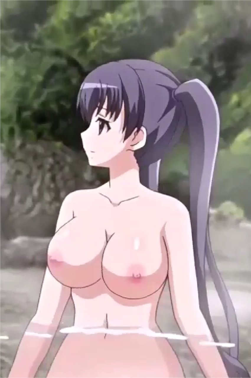 1girls big_breasts breasts busty eroge!_h_mo_game_mo_kaihatsu_zanmai female female_only highres kosaka_iori large_breasts long_hair looking_to_the_side navel nipples nude onsen purple_eyes red_eyes smile solo twintails voluptuous water