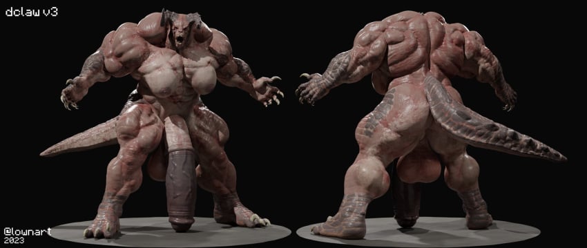 3d anthro anthro_only deathclaw fallout flaccid futa_only futanari gigantic_penis hyper_muscles lowndrawthing muscular_futanari penis_to_the_knees