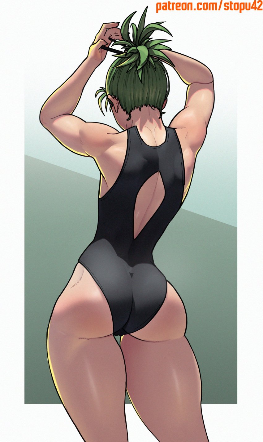 1girls 2024 artist_name ass back back_view behind behind_view big_ass big_butt fat_ass female female_only green_hair hair_tie heroine large large_ass large_butt legs light-skinned_female light_skin one-punch_man patreon patreon_url patreon_username petite petite_body petite_female solo stopu superheroine swimsuit tatsumaki thick thick_ass thick_thighs thigh_gap thighs tight_clothing twitter_link tying_hair workout_clothes