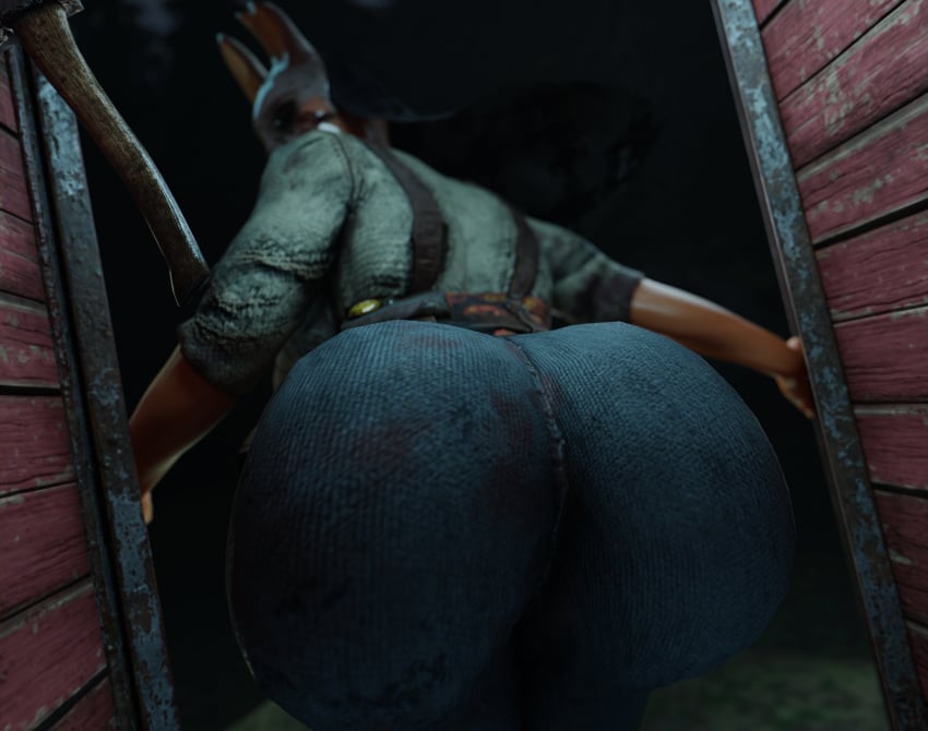 1girl 1girls 3d ass_focus big_ass dat_ass dbd dead_by_daylight denim fat_ass female female_only huge_ass huntress_(dead_by_daylight) masked_female solo solo_female thick_ass vensaku