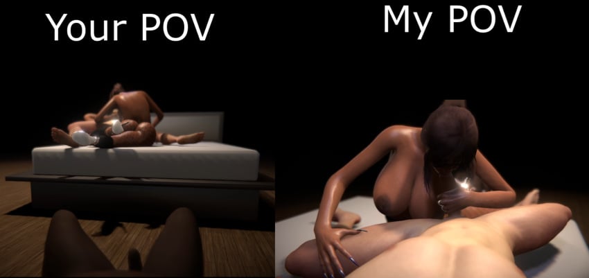 1girls 2boys black_cuck blowjob bull_pov busty_female cuckold cuckold_pov cuckolded dark_skinned_female dark_skinned_male female in_front_of_cuckold male netorare netori netori_pov ntr pale-skinned_male tanned_male