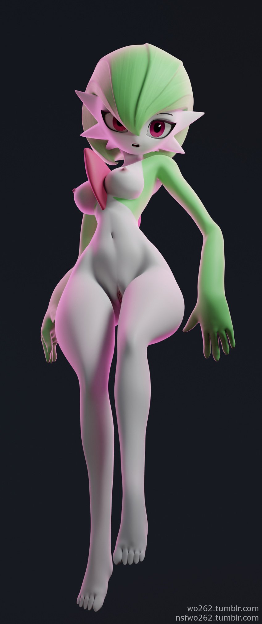 3d belly breasts digital_media_(artwork) feet female gardevoir looking_at_viewer navel nintendo nipples nude pokémon_(species) pokemon pokemon_(species) pokemon_rse pussy solo text thick_thighs toes video_games wo262