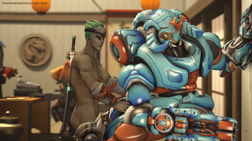 2017 3d all_fours armor bastion_(overwatch) blizzard_entertainment centaur clothing doggy_style duo dynastinae_orisa equine equine_taur erection from_behind_position gauntlets genji gloves gondwanagod happy happy_sex horn human human_on_taur human_penetrating_taur humanoid leaning_against_wall living_machine machine male male_only mammal melee_weapon omnic omnic_crisis_bastion orisa overwatch penetration penile_penetration penis prostitution robot sex soldier_76 source_filmmaker sword taur taur_penetrated vaginal_penetration video_games weapon young_genji