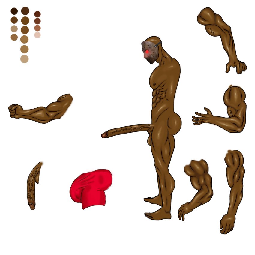 2017 abs ass big_penis character_sheet dark-skinned_male dark_skin erection huge_cock human male male_only muscular solo testicles zed