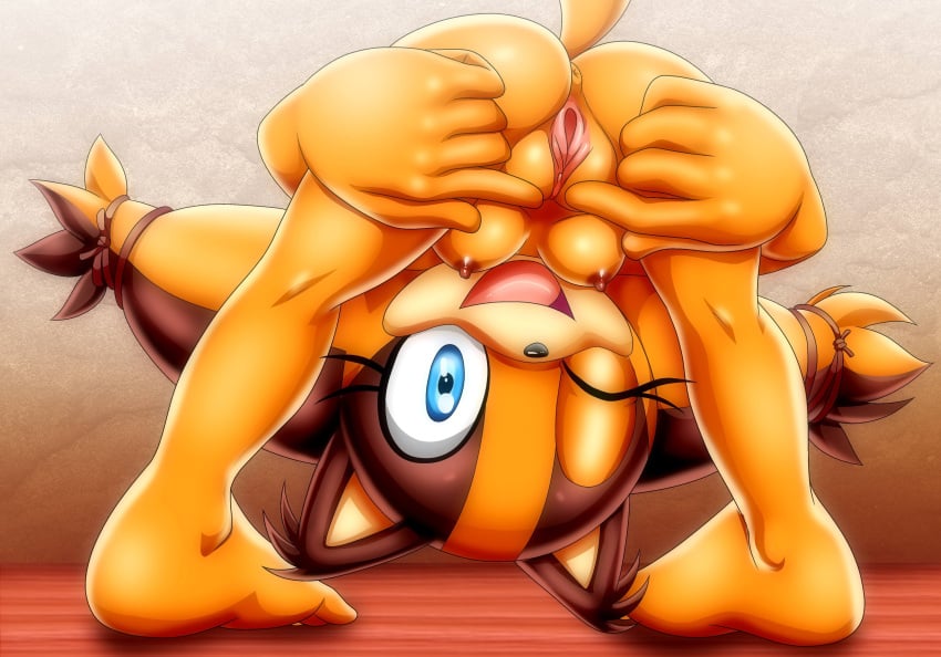 2010s ;d absurdres anus ass ass_focus badger_girl barefoot bbmbbf bent_over blue_eyes breasts brown_fur brown_hair clitoris completely_nude eyelashes feet female female_focus flexible from_behind furry hair_tie highres huge_ass jungle_girl legs legs_apart long_eyelashes mobius_unleashed nipples nude one_eye_closed open_mouth orange_fur orange_hair palcomix perineum pussy sega small_breasts smile soles solo sonic_(series) spread_pussy standing sticks_the_badger teen teen_girl teenage teenage_girl teenager thick_thighs thighs toes twintails wide_hips wink
