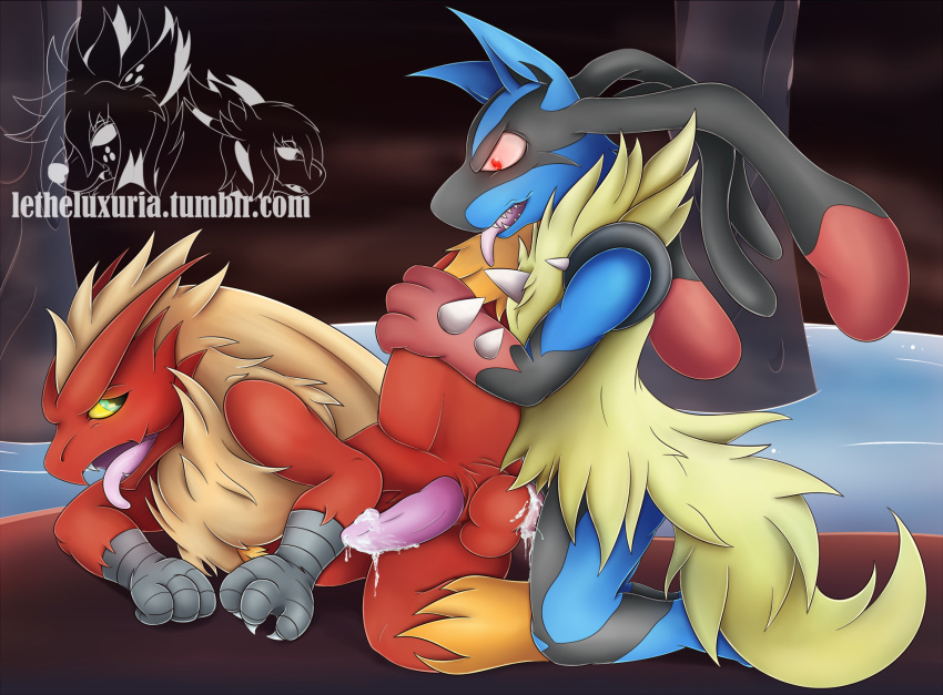 2boys anal anal_sex angry angry_sex anthro avian bird black_fur blaziken blue_eyes blue_fur blush canine cum cum_in_ass cum_inside duo erection forced fur gay hi_res interspecies kneeling knot looking_pleasured lucario luxuria lying male male_only male_penetrating mammal mega_evolution mega_lucario nintendo on_side penetration penis pink_sclera pokemon pokemon_(species) pokemon_dppt pokemon_rse pokemon_xy raised_leg rape red_eyes sex text tongue tongue_out url video_games yellow_fur yellow_sclera