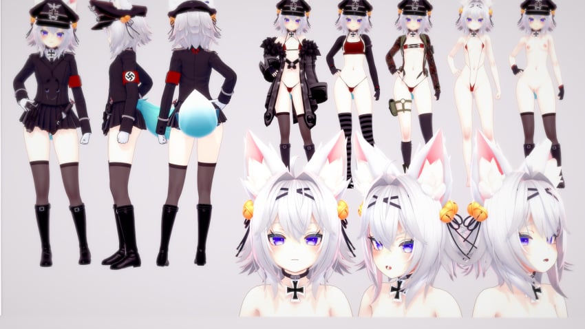 3d bikini bikini_aside bikini_bottom bikini_top boots coat collar female female_focus female_only filian filian_(vtuber) gerwazy holster indie_virtual_youtuber iron_cross koikatsu military military_cap military_clothing military_hat military_jacket military_uniform naked naked_female nazi nazi_armband nazi_uniform nipples no_pubic_hair pussy shaved_pussy showcase_outfit skirt sling_bikini slingshot_swimsuit small_boobs small_breasts socks streamer swastika tagme tail thigh_socks thighhighs vagina virtual_youtuber vtuber white_hair ww2