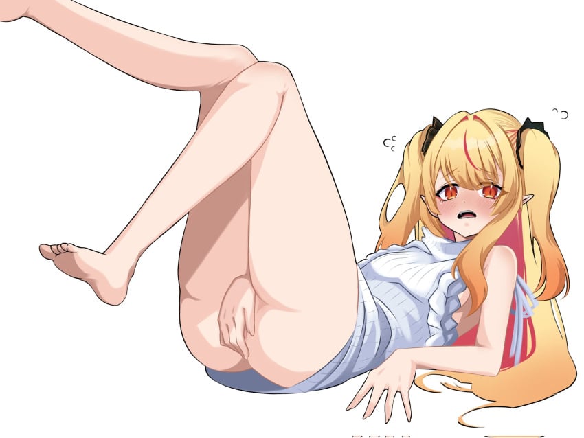 blonde_hair elf elf_ears elf_female elf_girl eternals_(idol_corp) female female_only hag idol-es idol_corp long_hair necromancer pointy_ears red_eyes ruby_runeheart small_breasts solo virgin_killer_sweater vtuber vtuberfanart witch young