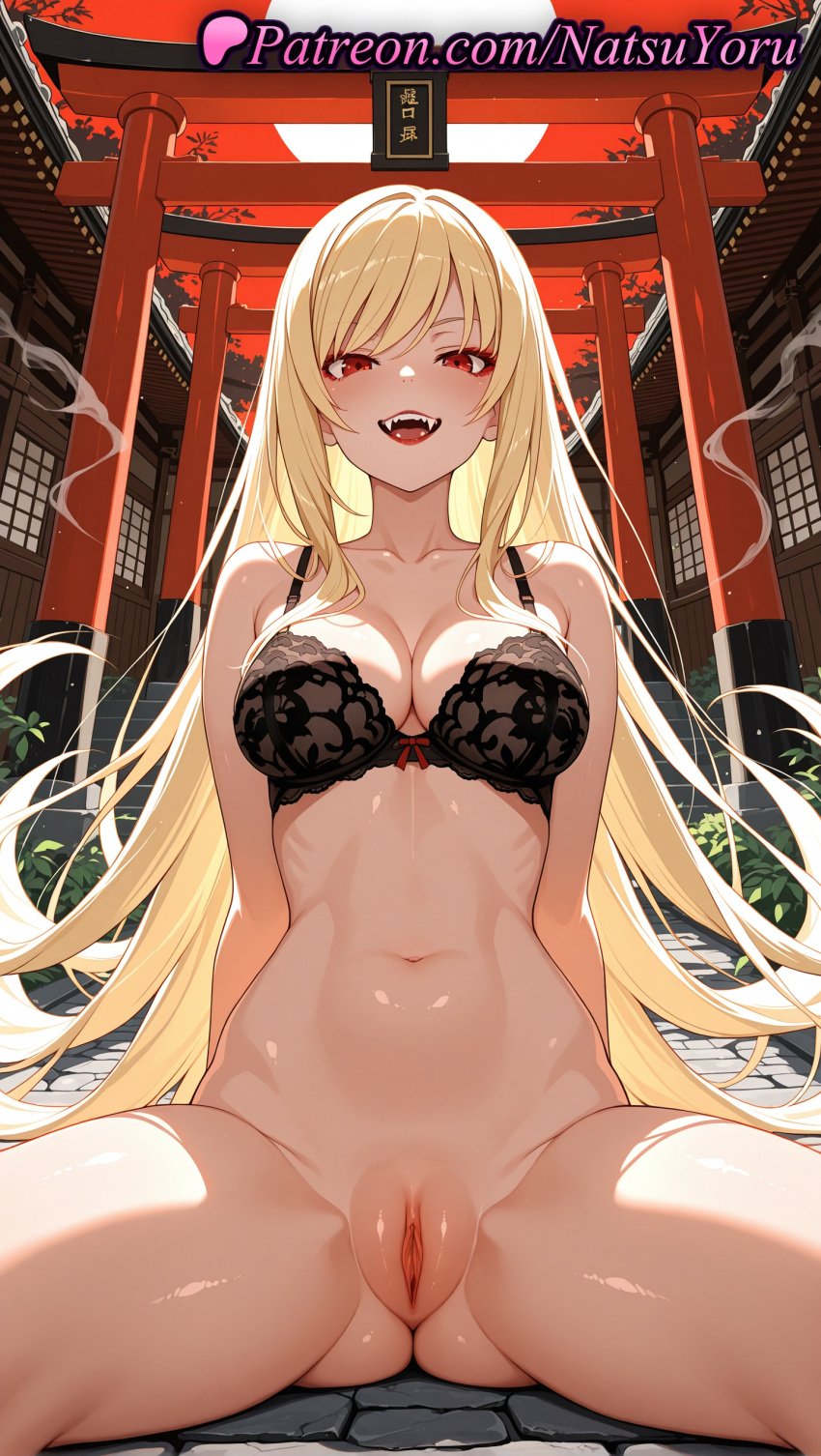 1girls 2025 ai ai_assisted ai_generated anime anime_style architecture arms_behind_back artist_name ass ass_visible_through_thighs bakemonogatari bangs bare_shoulders black_bra blonde_hair blush bottomless bow bow_bra bra breasts bust busty cleavage collarbone east_asian_architecture fangs female female_focus female_only hentai hi_res high_quality high_resolution highres juicy_butt kiss-shot_acerola-orion_heart-under-blade labia lace-trimmed_bra lace_trim large_breasts long_hair looking_at_viewer makeup medium_breasts monogatari_(series) moon multiple_torii natsuyoru naughty_face navel non-asian open_mouth outdoors patreon pussy pussy_lips pussy_peek red_eyes shiny shiny_skin sitting slit_pupils smile solo solo_female spread_legs stable_diffusion stomach swept_bangs teeth thighs tongue torii uncensored underwear underwear_only upper_teeth_only vagina vampire very_long_hair voluptuous voluptuous_female vulva