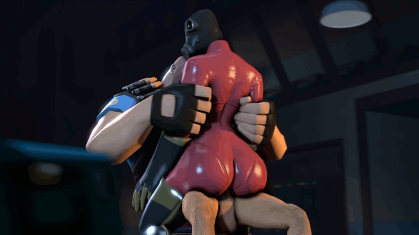 1boy 1girls 3d 3d_(artwork) ambiguous_penetration animated balding bandolier big_ass bodysuit cowgirl_position facial_hair female female_penetrated fempyro fingerless_gloves gas_mask genderswap_(mtf) gif gloves heavy heavy_(team_fortress_2) heavy_weapons_guy holding_arms human human_female human_male human_only human_penetrated human_penetrating human_penetrating_female human_penetrating_human latex latex_suit loop male male_penetrating male_penetrating_female male_penetrating_human mask masked masked_female penetration pyro pyro_(team_fortress_2) rule_63 sex sitting_on_lap sitting_on_penis straight team_fortress_2 thighhighs thrusting_hard