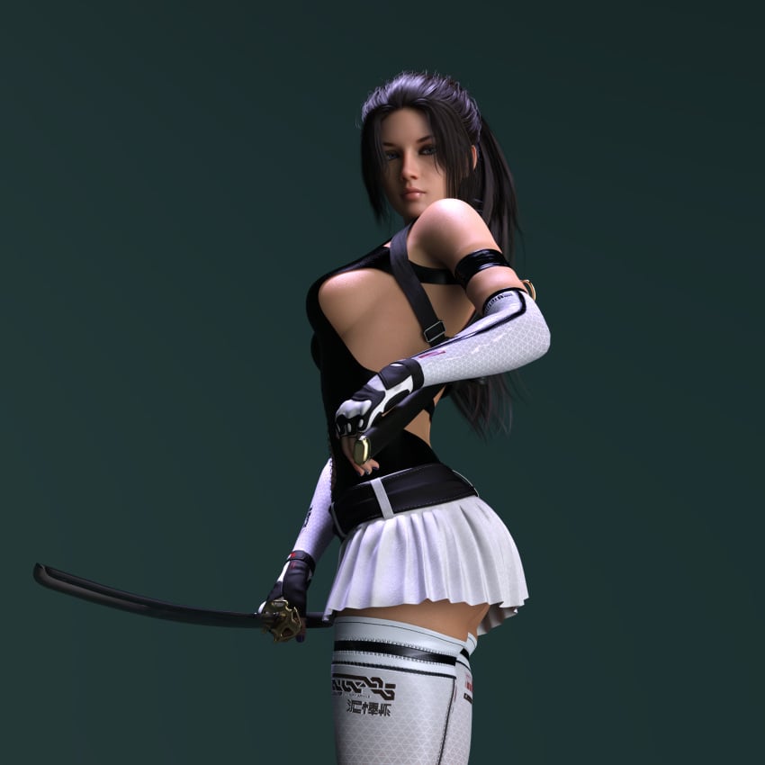 1girls 3d 3d_(artwork) 3d_render absurd_res armwear ass assassin bare_shoulders beautiful_woman belted_skirt beltskirt blue_eyes braless brown_hair brown_hair_female emotionless emotionless_female empty_eyes expressionless female_assassin female_only fourpieces high_resolution holding_katana holding_sword kaga_(fourpieces) large_breasts long_hair long_hair_female mature_woman miniskirt ninja ninja_girl no_bra original pleated_miniskirt pleated_skirt purple_fingernails short_skirt sideboob sideskirt simple_background skirt standing tagme tomboyish unbothered uncaring uncaring_female uninterested uninterested_female upskirt white_armwear white_miniskirt white_stockings white_thighhighs