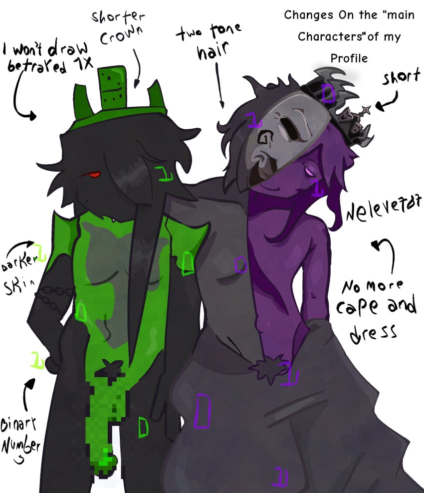 1x1x1x1 1x1x1x1_(forsaken) 2boys 2males artist_name artist_signature black_hair censored_penis crown dark_skin forsaken_(roblox) gay green_body hairy_penis hat homosexual mask noli noli_(forsaken) pants purple_hair purple_skin red_eyes roblox roblox_horror_games robloxian signature transparent_body two-tone_hair two_tone_skin