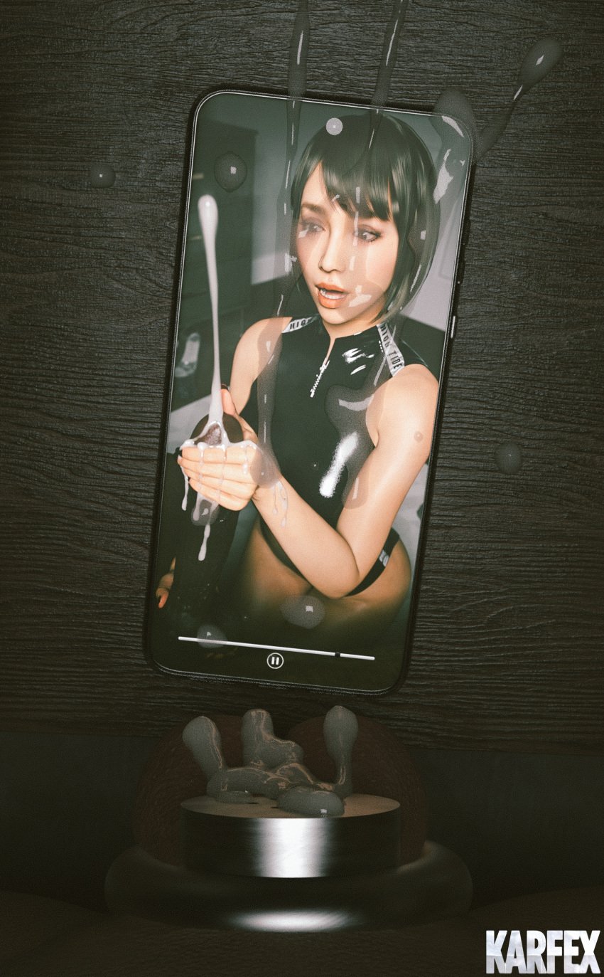 1boy 1girls 3d asian asian_female cage caged caged_cock chastity_cage cheating cheating_wife cuckold cuckold_pov cum cum_in_chastity cum_on_hand dark-skinned_male dark_skin female fondling_balls handjob interracial karfex like_a_dragon_(series) male ryuu_ga_gotoku saeko_mukouda stroking_penis yakuza_(series)