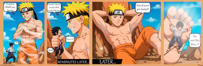 2boys abs anime anime_style armpit_fetish armpits blonde_hair blonde_hair blue_eyes expansion feet feet foot_fetish foot_focus giant giant_male hisers macro macrophilia male male/male male_focus male_only micro miniguy muscles naked naked_male naruto naruto_(series) naruto_shippuden sasuke_uchiha size_difference size_fetish size_play size_transformation smell smelly smelly_feet tiny tiny_male uchiha_sasuke underwear uzumaki_naruto uzumaki_naruto