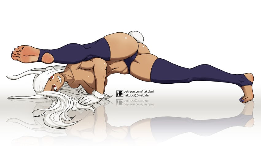 1girls abs animal_ears ass barefoot big_ass big_breasts breasts bunny_ears bunny_girl bunny_tail busty covered_nipples dark-skinned_female dark_skin feet female female_only fit flexible foot_fetish gloves grin hakuboi large_breasts long_hair looking_at_viewer miruko muscular muscular_female my_hero_academia panties patreon pink_soles pose rabbit_humanoid red_eyes reddened_soles reflection rumi_usagiyama smile soles solo solo_female splits spread_legs stirrup_legwear stirrup_stockings stirrup_thighhighs tail teeth text thick_thighs thighhighs thong toenail_polish toes topless url watermark white_background white_hair wide_hips