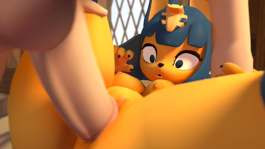 <3_eyes 16:9 3d 3d_(artwork) 3d_model 4k absurd_res animal_crossing ankha ankha_(animal_crossing) ankha_(hazeker) anthro arm_grab balls big_breasts blue_eyes blue_hair breasts claws constricted_pupils digital_media_(artwork) domestic_cat doubutsu_no_mori duo felid feline felis female from_front_position genitals hair hazeker heart hi_res human human_penetrating jewelry looking_down lying male male/female mammal mating_press missionary_position nairu_(doubutsu_no_mori) nintendo nipples nude on_back open_mouth penetration penis prodding pupils pussy sex shallow_penetration small_pupils source_filmmaker spread_legs spreading surprised_expression teeth uraeus vaginal_penetration video_games voui wide_eyed widescreen yellow_body