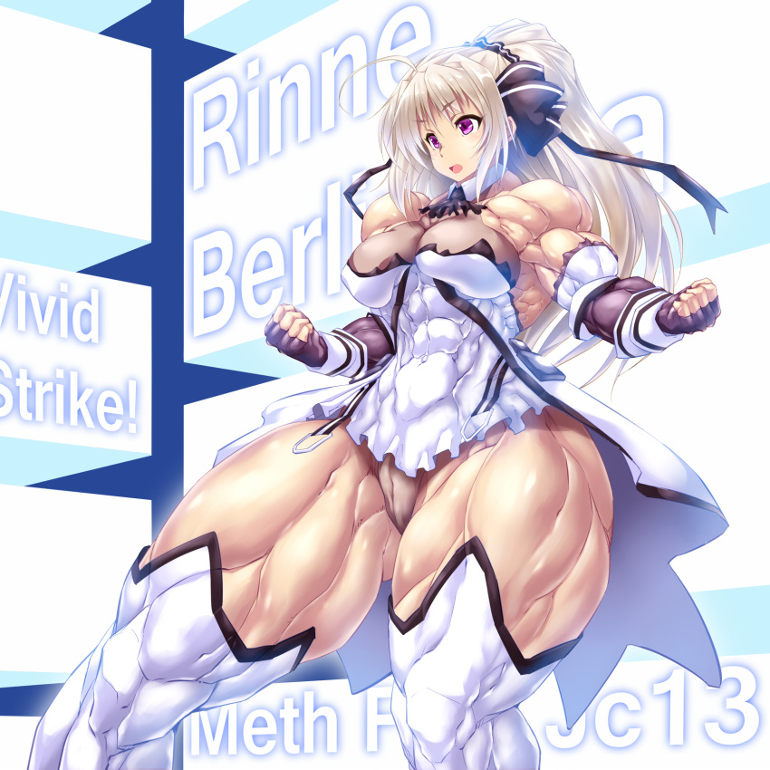 abs breasts extreme_muscles female female long_hair muscle purukogi_(plasma_beach) rinne_berlinetta solo