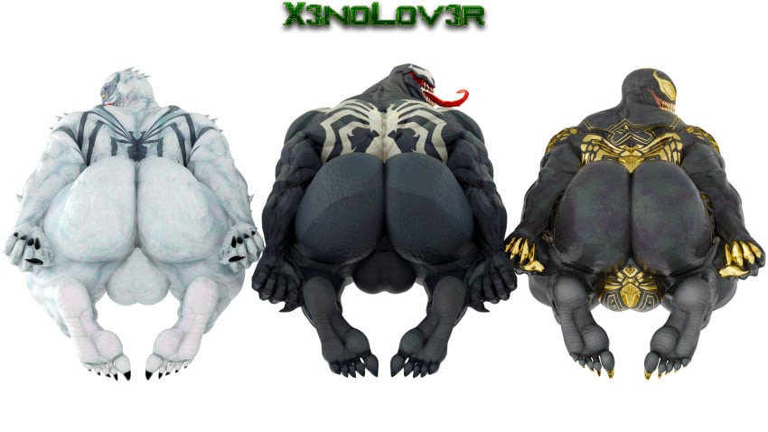 3boys 3d 3d_(artwork) anti-venom ass backsack balls big_butt from_behind gay hi_res inviting long_tongue male male/male/male male_only marvel marvel_comics marvel_rivals muscular muscular_male nude presenting presenting_ass presenting_butt symbiote teasing thekidxeno tongue_out venom venom_(marvel) venom_(marvel_rivals)