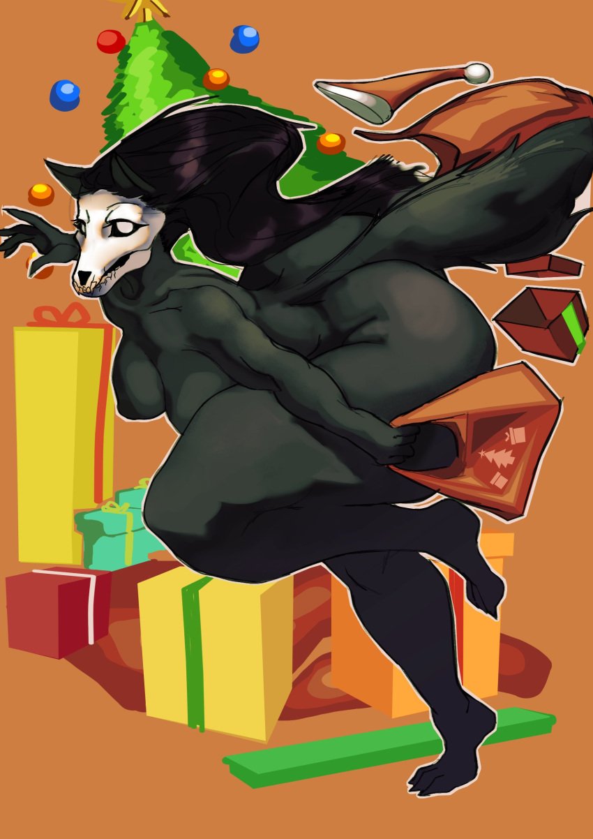 big_ass christmas christmas_tree huge_ass mal0 malo monster_girl quattrant scp-1471 scp-1471-a scp_foundation skull_head tail