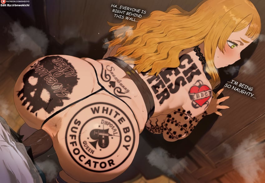 1boy 1boy1girl 1girl1boy 1girls ass ass_focus asshole big_ass black_clover bnwokichi breasts breasts breasts cute cute_face edit edited edited_image english_text female female green_eyes mimosa_vermillion orange_hair penetration shexyo vaginal_penetration