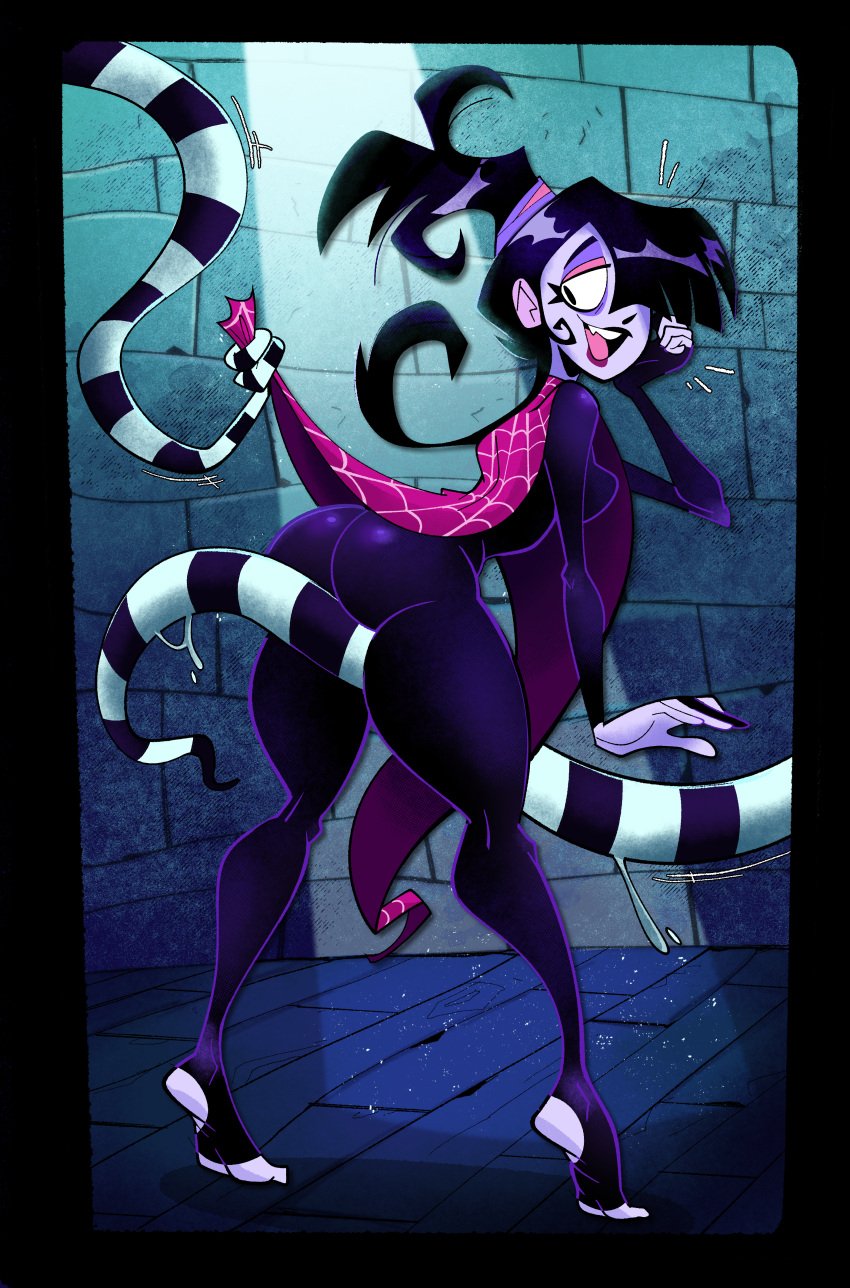 1girls 1monster ass beetlejuice goth goth_girl herny long_legs lydia_deetz poncho stirrup_legwear tentacle