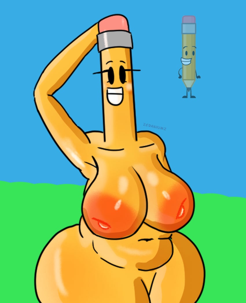 anthro anthrofied battle_for_dream_island bfdi breasts chubby chubby_female huge_breasts jacknjellify object_show object_show_community object_shows osc pencil pencil_(bfdi) pencil_(object) reference_image tagme thighs tummy what why wtf zeraniumz