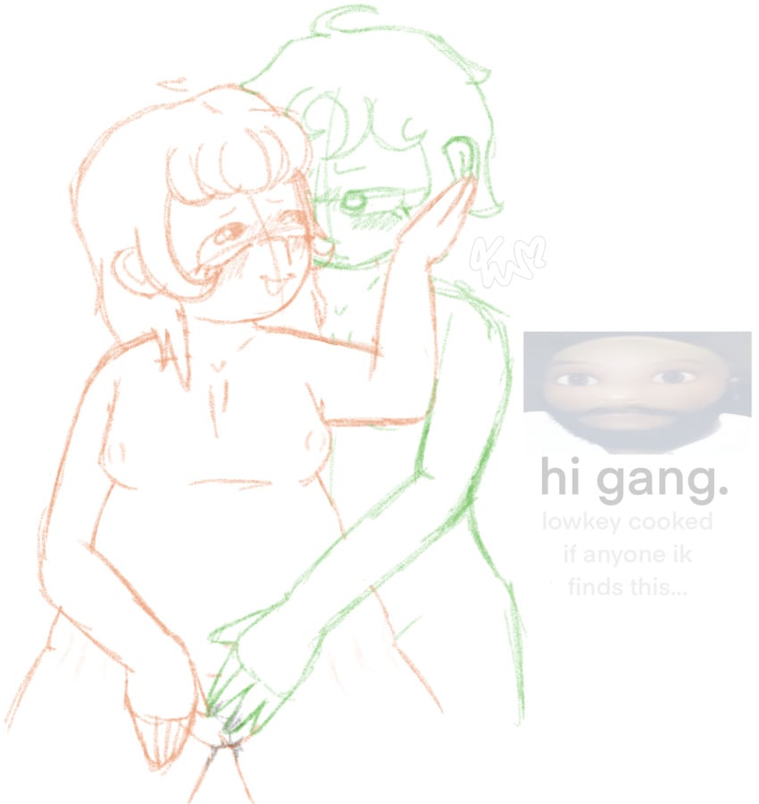 androgynous beige blush chubby_female dandy's_world gijinka green humanization i_love_yuri masturbation roblox shellevision shelly_(dandy's_world) sketch stretch_marks two_girls vee_(dandy's_world) yuri