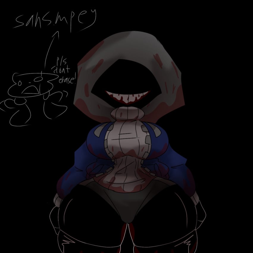 black_skin black_stockings blood_stain dustdust dusttale female female_only full_of_hate hate its_i_racist_dustdust large_breasts sans sans_au sansmpeg smile wide_hips