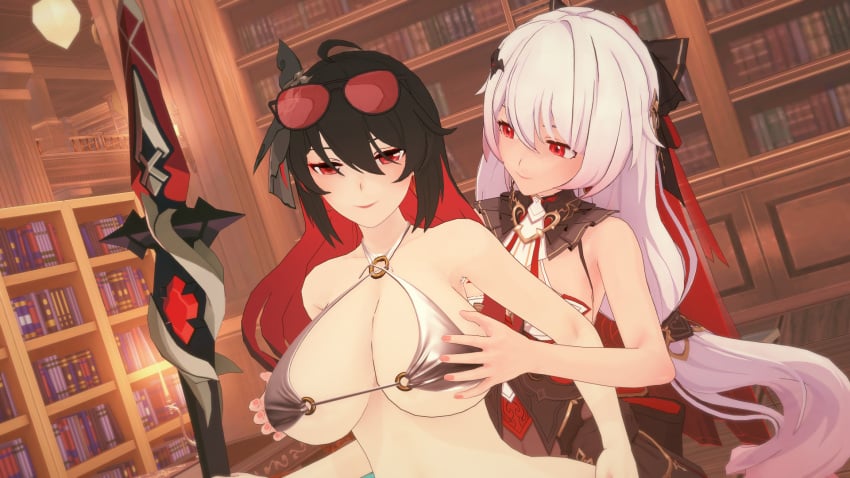 1futa 1girls 3d big_penis female futa_on_female futanari groping honkai_(series) honkai_impact_3rd huge_cock koikatsu library lipstick_mark looking_at_viewer seele_(alter_ego) seele_vollerei theresa_apocalypse theresa_apocalypse_(lunar_vow:_crimson_love) vostrumdeus