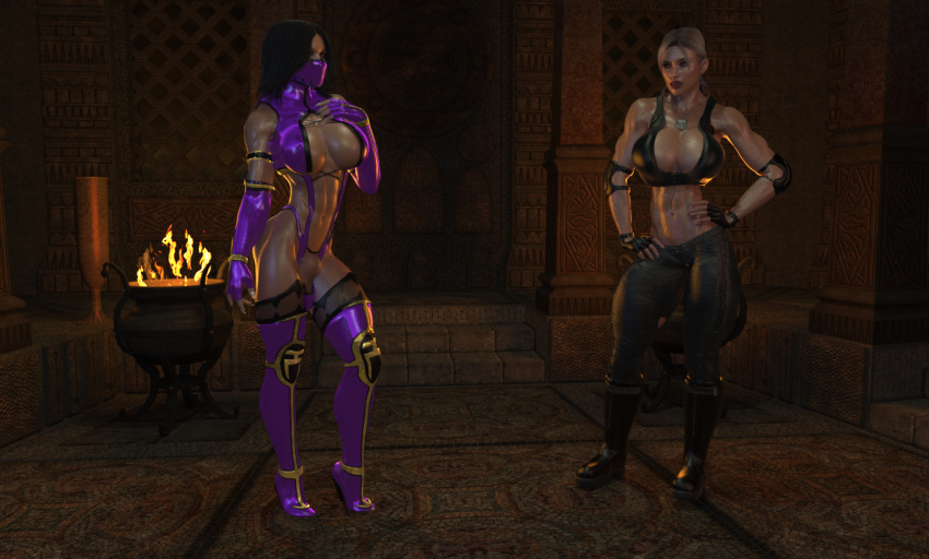 1boy 2girls 3d ass big_ass big_breasts breasts futanari gigantic_ass gigantic_breasts huge_ass huge_breasts intersex joos3dart large_breasts large_penis mileena mortal_kombat sonya_blade teaser thick thick_ass thick_legs thick_thighs thighs