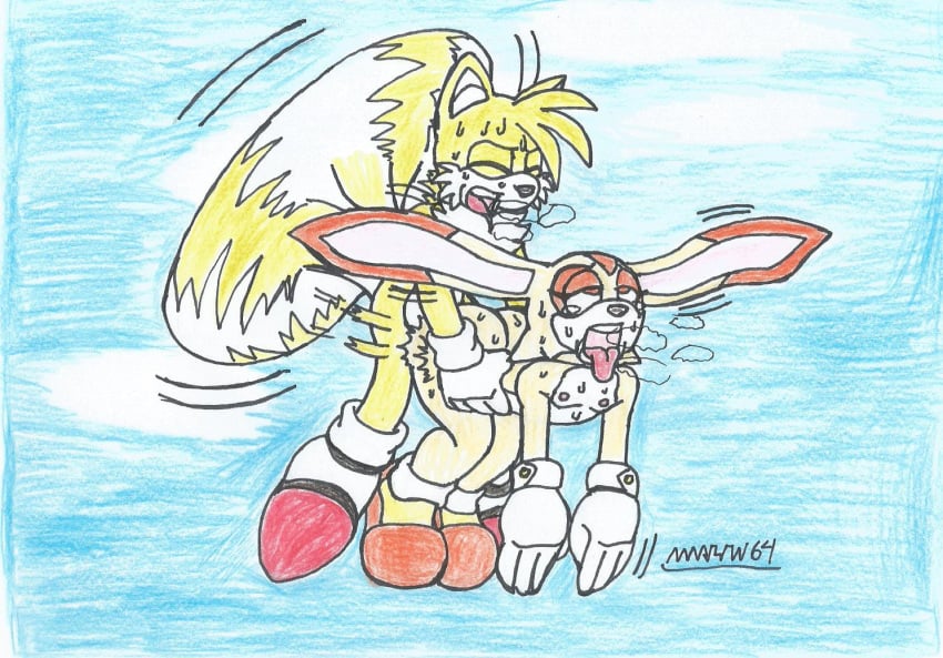 1boy 1girls beige_body beige_fur breath_cloud cream_the_rabbit cub dat_ass doggy_style female flying_sex furry little_girl male marlon64 miles_prower miles_tails_prower naked_female naked_gloves naked_with_shoes_on orange_eyes orange_fur rolling_eyes sega sky small_breasts sonic_(series) sonic_advance_2 sonic_the_hedgehog_(series) sweat tails tails_the_fox tears_of_pleasure tongue_out traditional_drawing traditional_drawing_(artwork) white_fur yellow_body yellow_fur young younger_female younger_male