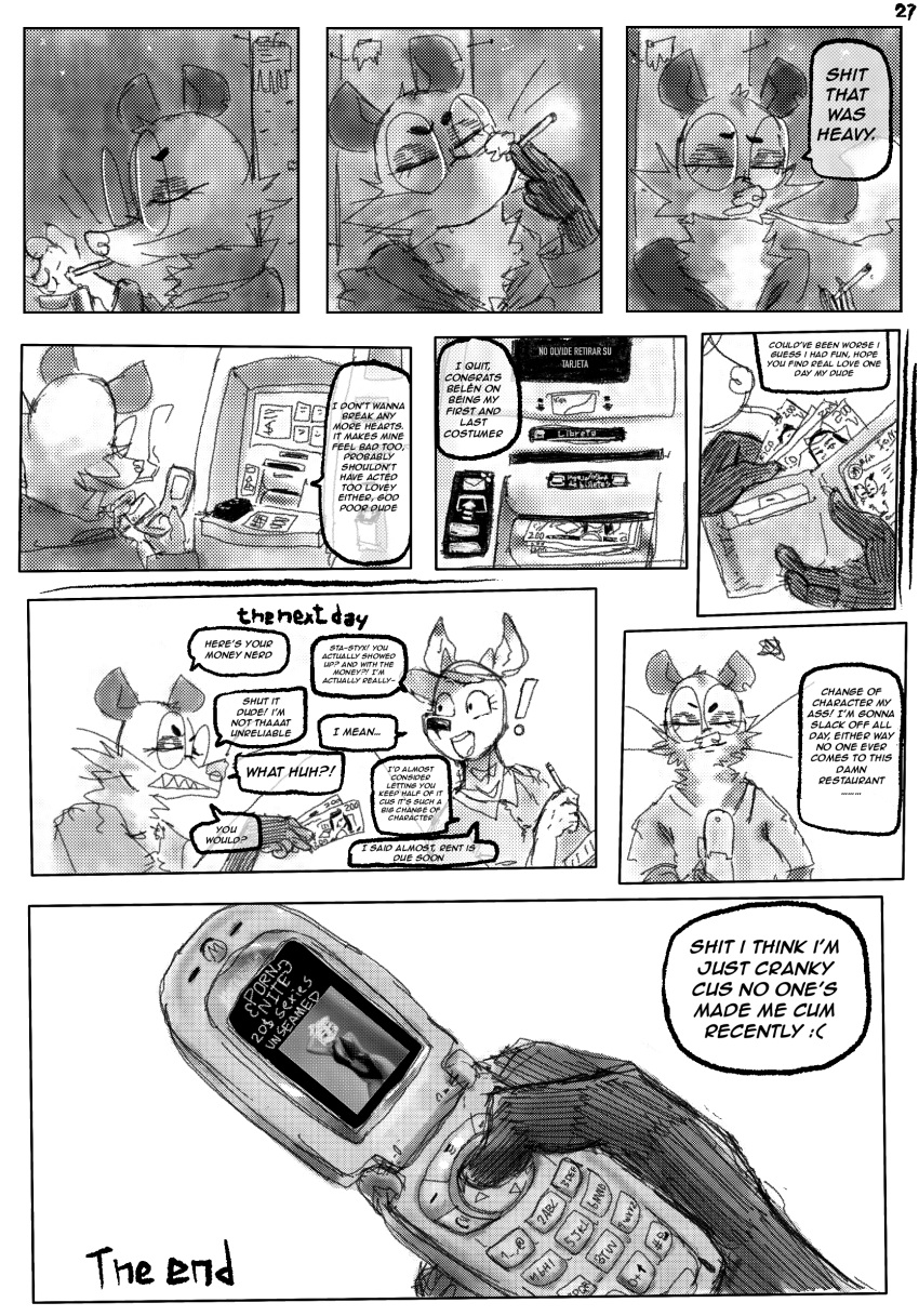 american_opossum anthro asinus big_breasts breasts clothing comic desamistesae_fafratarello_flumendo_styx donkey dulce_(smashmat) equid equine eyewear female glasses hi_res mammal marsupial prostitution slightly_chubby smashmat smoking thick_thighs