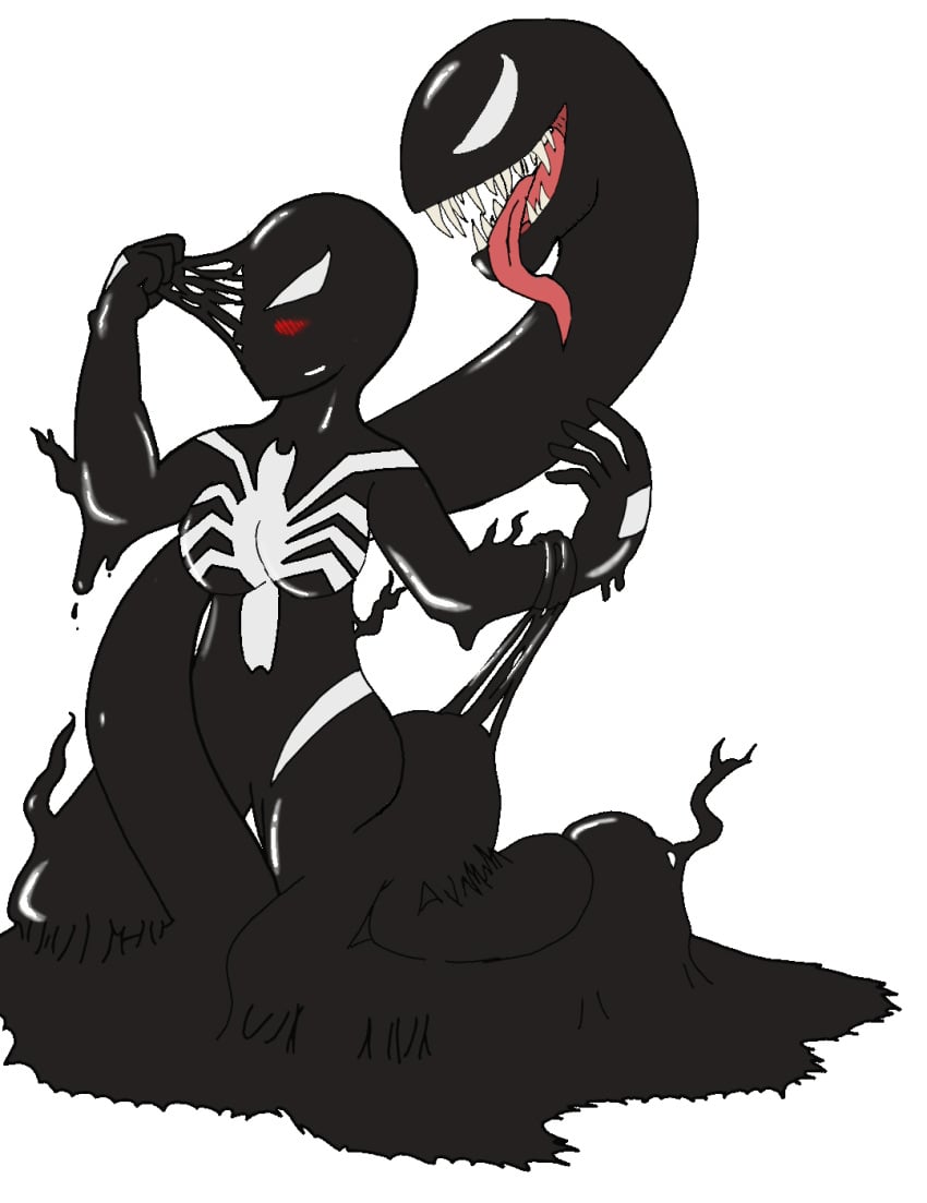 1girls 2024 black_suit blush breasts corruption goo marvel mayday_parker sardoniccomedian spider-girl spider-man_(series) spider-venom symbiote symbiote_suit tentacle transformation venom_(marvel)