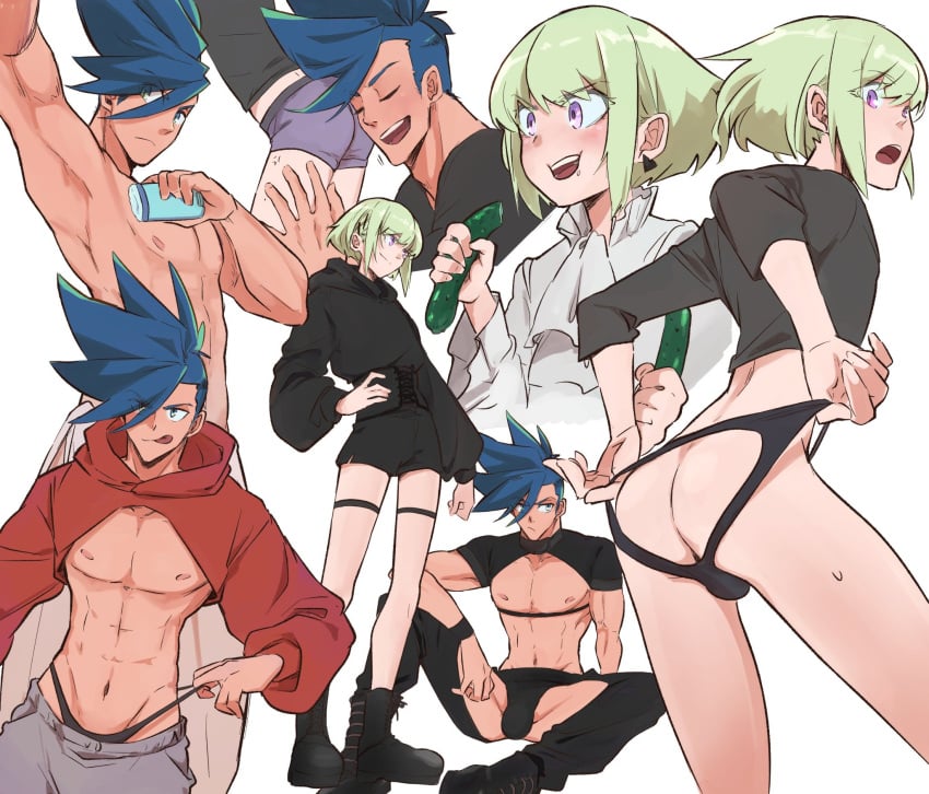 aus_vaka femboy galo_thymos jockstrap lio_fotia male male_only promare thong underwear underwear_only