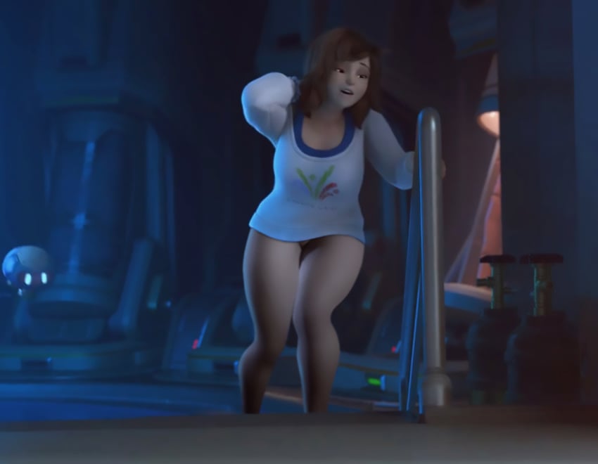 1girls 3d ass bottomless breasts brown_hair casual chubby curvy female female_only hair_down huge_ass human lab large_breasts legs long_hair mei_(overwatch) overwatch overweight overweight_female pale_skin pussy rastifan snowball_(overwatch) thick_thighs