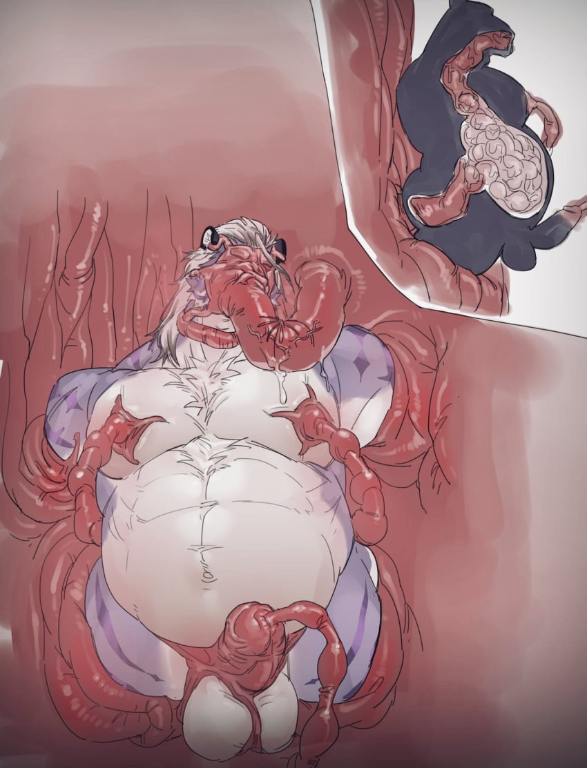 anthro bara belly big_belly bodily_fluids bondage breast_milking cutaway egg egg_belly egg_implantation erection felid flesh_binds furry_only genitals hi_res humanoid_genitalia humanoid_penis internal lactating limb_slot luke_c419 male male_only mammal multicolored_body naked navel nipple_fetish nipple_play nipple_suck nude object_in_urethra overweight oviposition ovipositor pantherine penetration penis purple_body sadiend seedbed solo_focus split_balls sucking tentacle tentacle_in_urethra tentacle_mask tentacle_on_nipple tentacle_penetration tiger tuft two_tone_body urethral urethral_penetration white_body white_hair