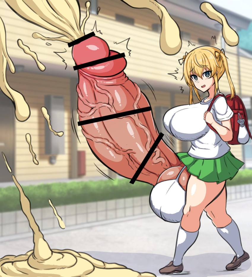 1futa backpack ball_bra balls balls_bigger_than_head balls_bigger_than_torso blonde_hair breasts censor_bar censored clothed clothing cum cum_everywhere cum_explosion cumming ejaculation erection exposed_penis futanari hands-free handsfree_ejaculation huge_breasts huge_tits human hyper hyper_balls hyper_genitalia hyper_penis light-skinned_futanari light_skin looking_at_viewer mostly_clothed no_text orgasm original original_character original_characters penis penis_bigger_than_body penis_longer_than_knee pesshin school_uniform semen short_hair shortstack skirt smaller_futanari solo standing textless thick_cum thick_thighs twitching twitching_penis uniform vein veins veiny_penis walking yellow_cum