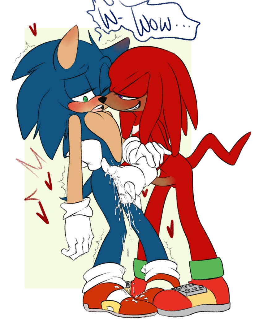 blue_fur cum gay handjob hedgehog knuckles_the_echidna male_only mitarashi penis sonic_(series) sonic_the_hedgehog sonknux