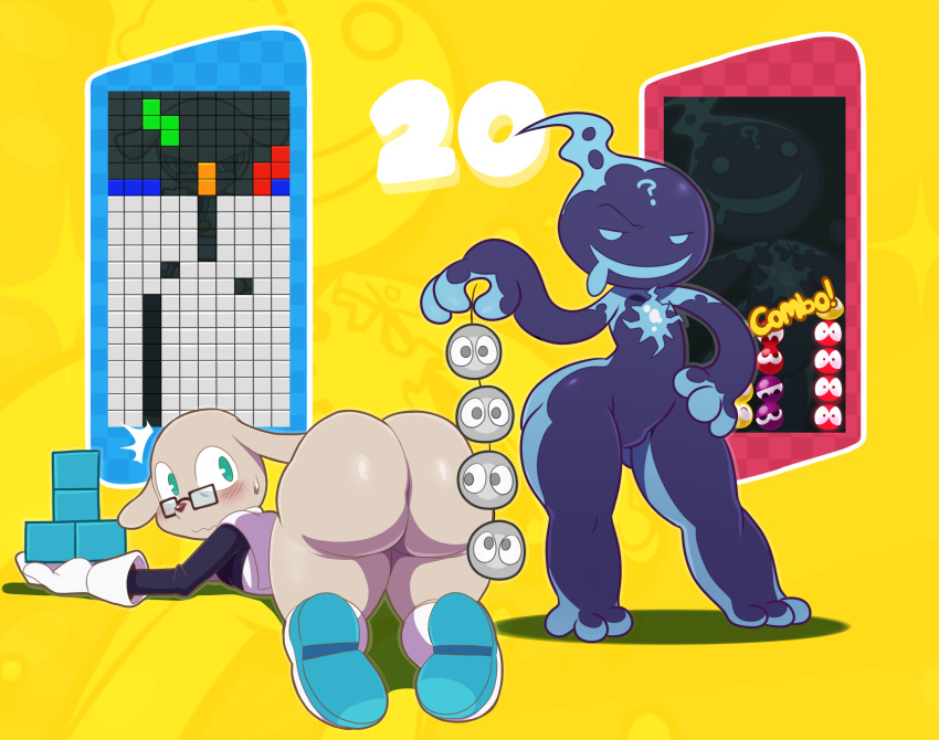 2017 ai_(tetris) ambiguous_gender anal_beads anthro ass big_butt bottomless canine clothed clothing ecolo femboy girly hi_res looking_at_viewer looking_back male male/ambiguous mammal puyo_puyo puyo_puyo_7 puyo_puyo_artstyle puyo_puyo_fever puyo_puyo_tetris sex_toy sssonic2 tetris trap unknown_species video_games wide_hips