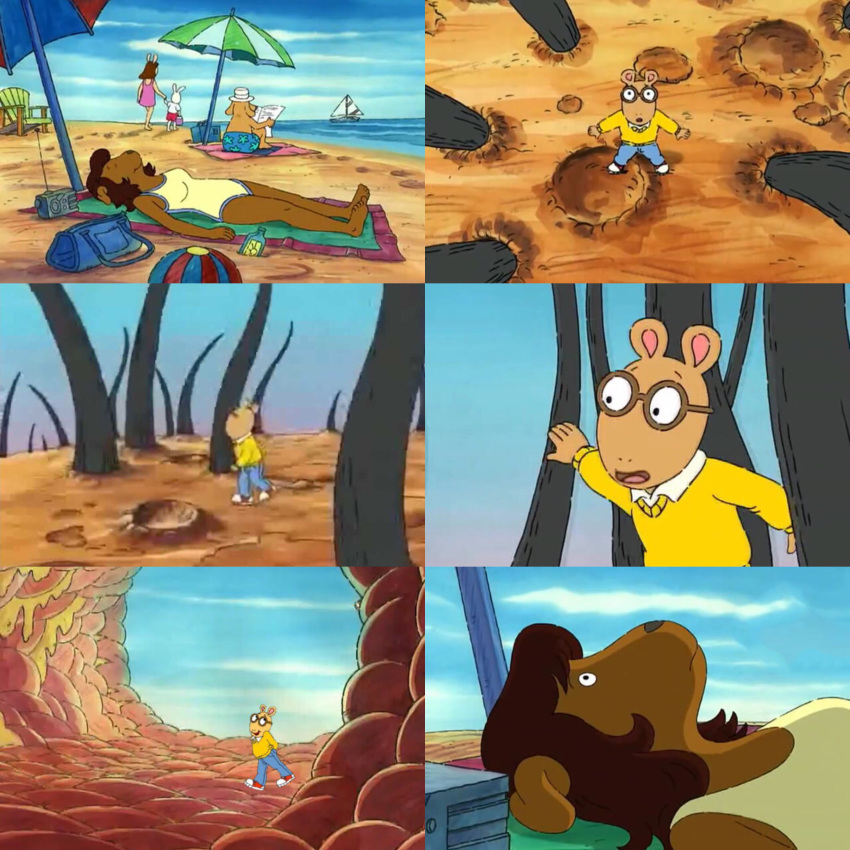 aardvark anthro arthur_(series) arthur_read arthur_reed beach clothed clothed_male color color_edit edit edited female funny humor male mammal micro pbs pbs_kids_(copyright) pbskids reed screencap screenshot seaside size_difference smaller_male smaller_male_larger_female suntan swimsuit swimwear unaware walking younger_male