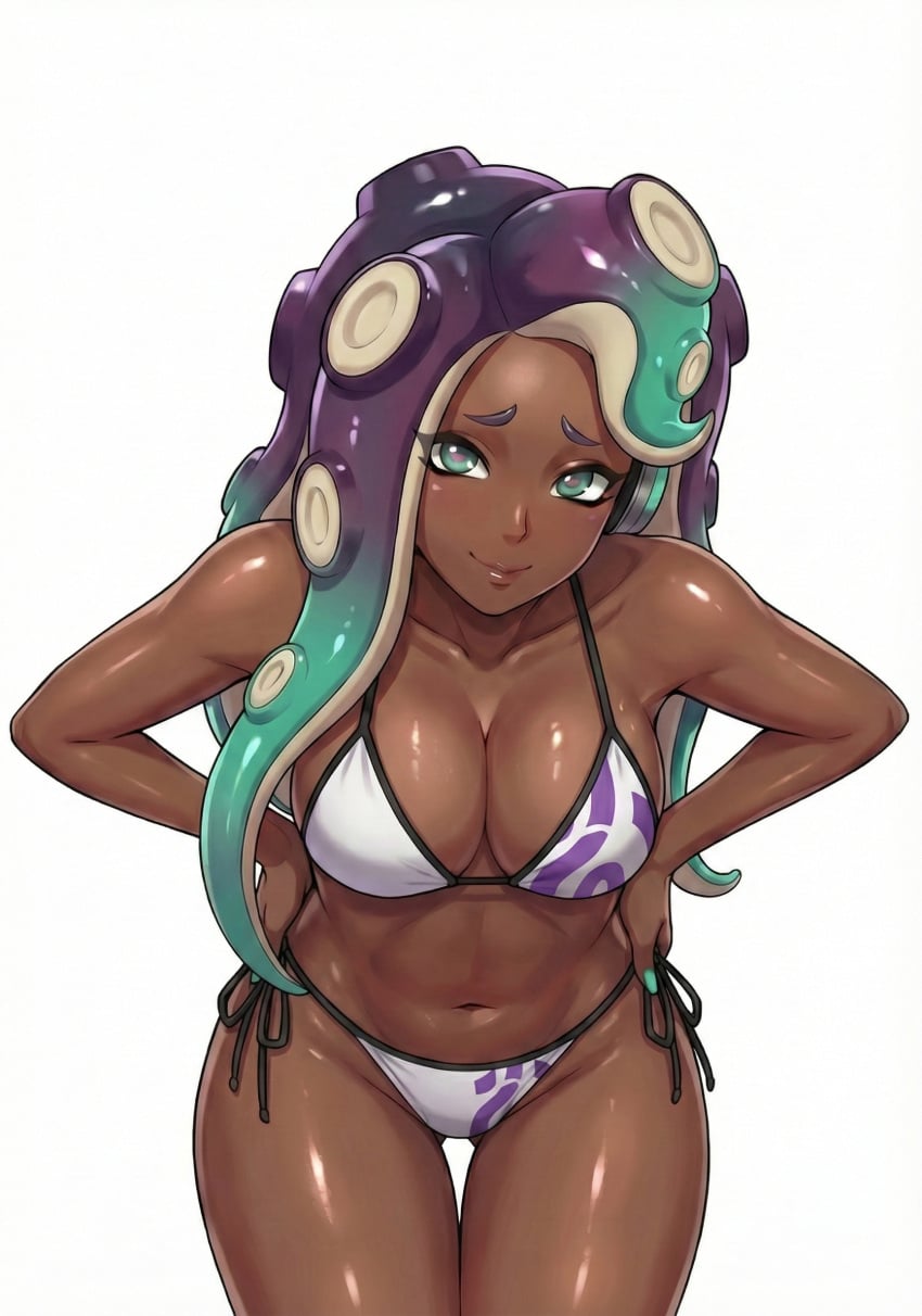 artist_request big_breasts bikini breasts censored female female_only marina_(splatoon) sexy_pose source_request splatoon splatoon_(series) tagme white_background