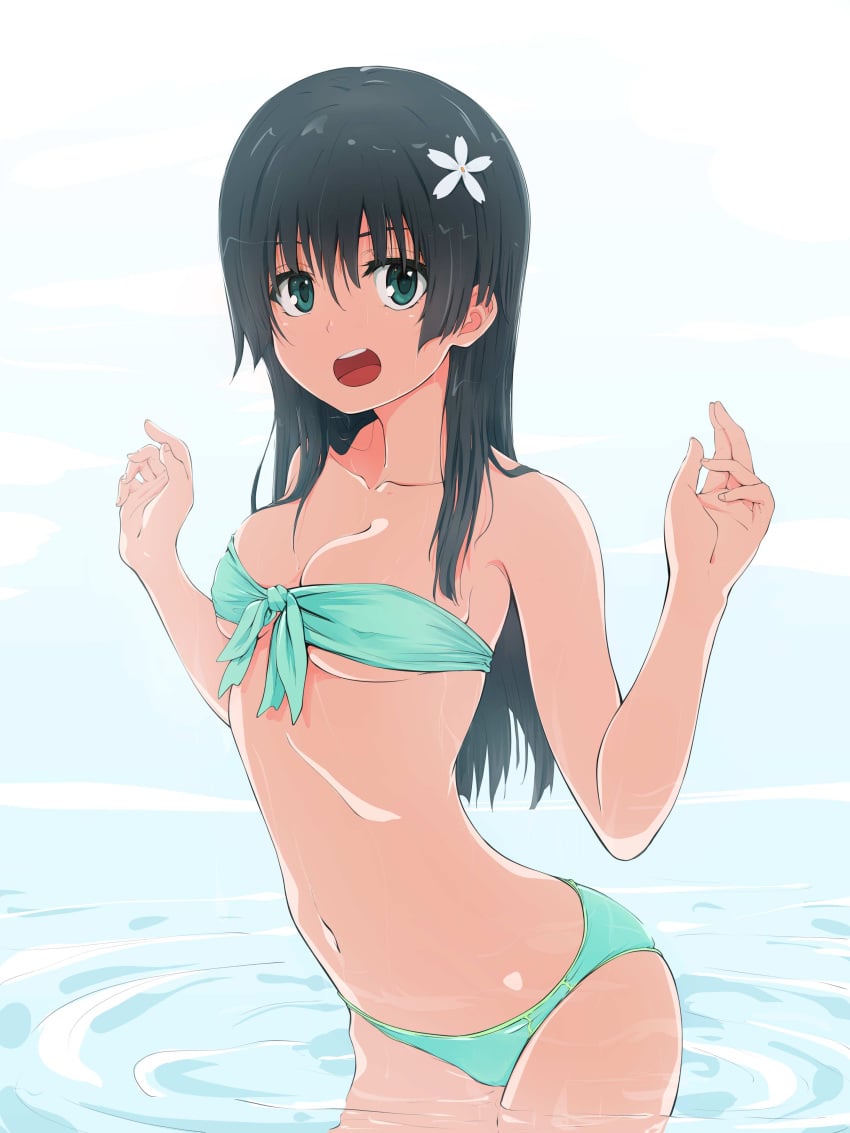 1girls 2d 2d_(artwork) 2d_artwork absurd_res absurd_resolution absurdres bare_arms bare_belly bare_chest bare_hands bare_midriff bare_navel bare_shoulders bare_skin belly belly_button bikini bikini_bottom bikini_only bikini_top black-haired_female black_hair blue-eyed_female blue_bikini blue_bikini_bottom blue_bikini_top blue_eyes blue_swimsuit blue_swimwear breast_squeeze breasts cleavage collarbone digital digital_art digital_drawing digital_drawing_(artwork) digital_media digital_media_(artwork) drawing elbows exposed_arms exposed_belly exposed_chest exposed_midriff exposed_navel exposed_shoulders exposed_skin female female_focus female_only fingernails fingers flower flower_hair_ornament flower_in_hair flower_on_head front-tie_bikini front-tie_bikini_top groin hair_between_eyes hair_ornament half_naked half_nude high_resolution high_school_student highres inframammary_fold lean_figure long_hair looking_at_viewer medium_breasts midriff musaki_(msaki666) naked naked_female naked_woman narrow_waist navel nude nude_female nudity open_mouth outdoor outdoor_nudity outdoors outside parted_lips partially_submerged partially_submerged_legs pushing_breasts_together pushing_breasts_up ripples saten_ruiko school_girl schoolgirl semi_nude shoulders simple_background slender_body slender_waist slim_female slim_waist solo squeezing_breast squeezing_breasts squeezing_breasts_together standing submerged_feet submerged_legs swimsuit swimwear teen_girl teenage_female teenage_girl teenager thighs to_aru_kagaku_no_railgun tongue upper_body upper_teeth water white_background young_female young_woman