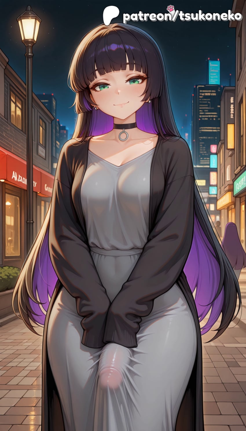 1futa 2026 ai_assisted ai_generated anime artist_name black_choker bocchi_the_rock! building choker city city_lights cityscape explicit futanari hi_res high_quality high_resolution highres long_hair night night_sky pa-san patreon patreon_username penis smile stable_diffusion tile_floor tiles tsukoneko watermark