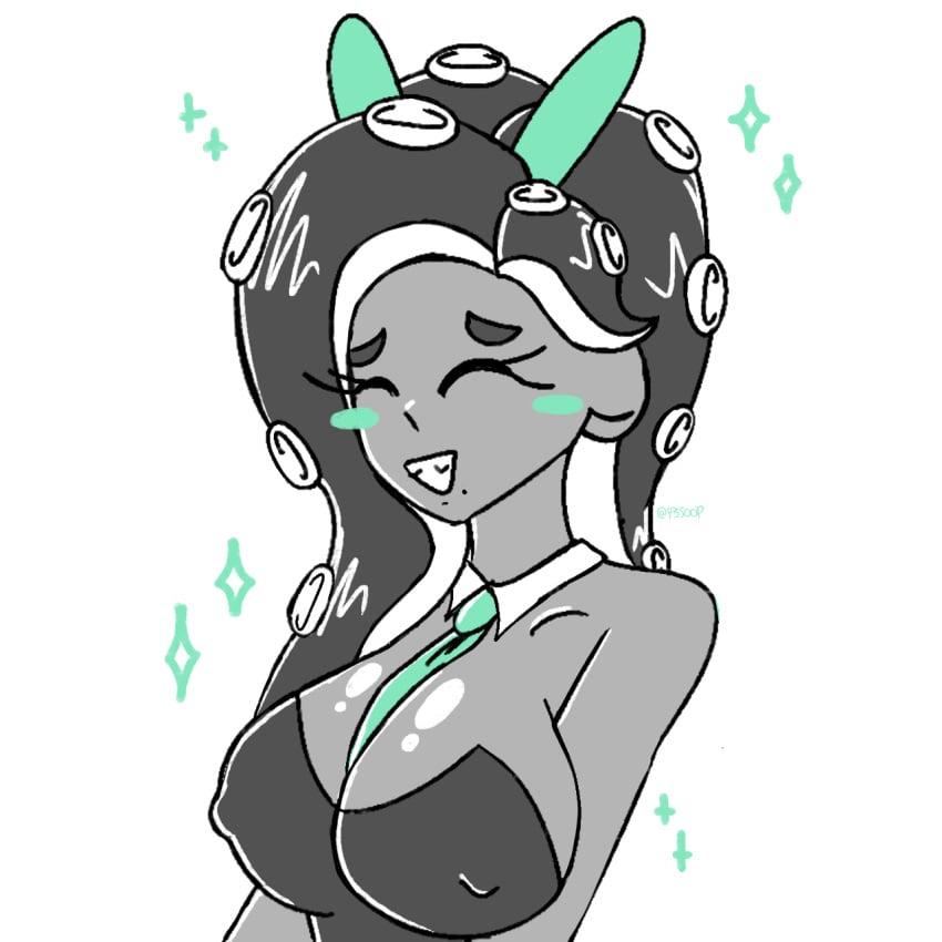 2d 43soop big_breasts breasts_bigger_than_head bunnysuit clothed huge_breasts marina_(splatoon) nipples_visible_through_clothing octoling octoling_girl splatoon tagme twitter_username