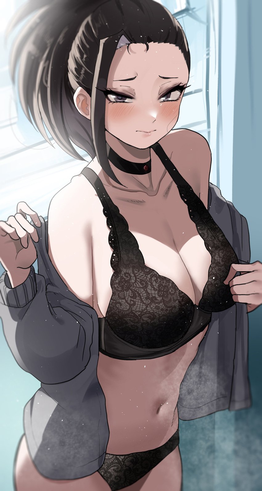 1girls absurd_res absurdres bare_belly bare_chest bare_hands bare_legs bare_midriff bare_navel bare_shoulders bare_skin bare_thighs belly belly_button black_bra black_choker black_collar black_eyes black_eyes_female black_hair black_hair_female black_panties black_underwear blush blush_face blush_lines blushed_face blushing_at_viewer blushing_face blushing_female boku_no_hero_academia bra breasts busty busty_female busty_girl busty_teen choker cleavage coat collar collarbone dot_nose embarrassed embarrassed_exposed_female embarrassed_expression embarrassed_female embarrassed_underwear_female exposed exposed_belly exposed_legs exposed_midriff exposed_shoulders exposed_thighs female female_focus female_only fingers frilled_bra frilled_underwear grey_coat grey_jacket grey_topwear groin half_naked half_nude hand_on_breast hand_on_chest hand_on_own_breast hand_on_own_chest high_resolution high_school_student highres indoor indoor_nudity indoors jacket lace-trimmed_bra lace-trimmed_panties lace_bra lace_panties lace_underwear laced_bra laced_panties laced_underwear large_breasts lean_body lean_figure legs light-skined_female light-skinned light-skinned_female light_skin light_skin_female light_skinned light_skinned_female lips long_hair looking_at_viewer momo_yaoyorozu my_hero_academia naked naked_female naked_woman narrow_waist navel nervous nervous_expression nervous_face nervous_female nude nude_female nudity open_coat open_jacket open_topwear pale-skinned_female panties ponytail pussy school_girl shoulders shy shy_expression slender_body slender_waist slim_girl slim_waist solo standing teen_girl teenage_girl teenager thick_thighs thighs thin_waist topwear underwear upper_body v-line white-skinned_female white_skin yaoyorozu_momo zd_(pixiv6210083)