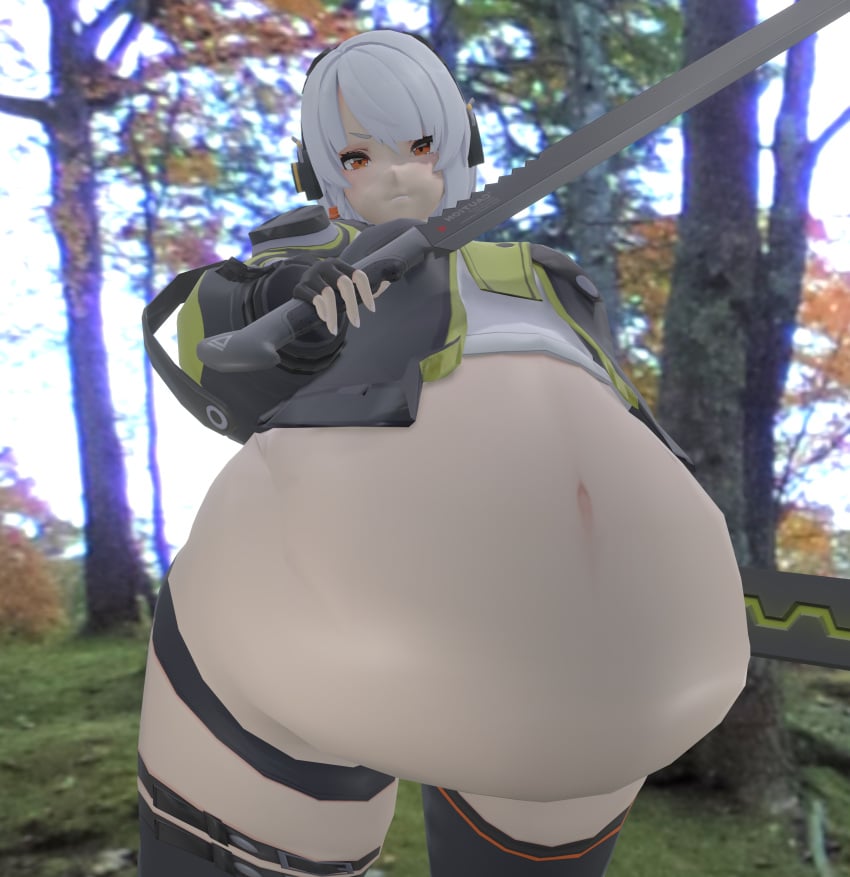 1female 1females 1girls anby_demara bbw belly belly_button big_belly big_belly_bulge breasts chubby chubby_female exposed_fat_belly fat fat_female fat_girl fat_woman female female_focus female_only forest hoyoverse light-skinned_female light_skin mihoyo mihoyo_technology_(shanghai)_co._ltd. obese obese_female overweight overweight_female solo solo_female solo_focus standing sword weight_gain white_hair white_hair_female zenless_zone_zero