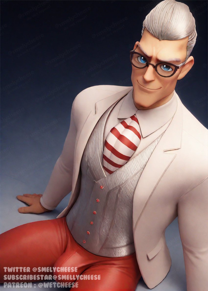 abs ai_generated anus big_bulge bulge dilf gabriel_agreste gay glasses gray_hair hawkmoth male male_only miraculous miraculous:_tales_of_ladybug_and_cat_noir miraculous_ladybug older_male pecs suit suit_and_tie